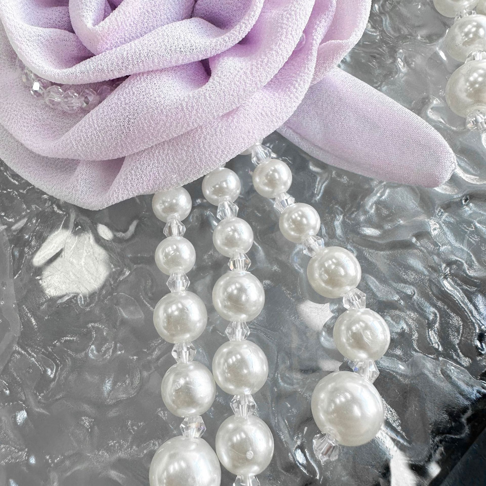 Parche Decorativo de Flores con Perlas de Poliéster para Ropa y Bolsos