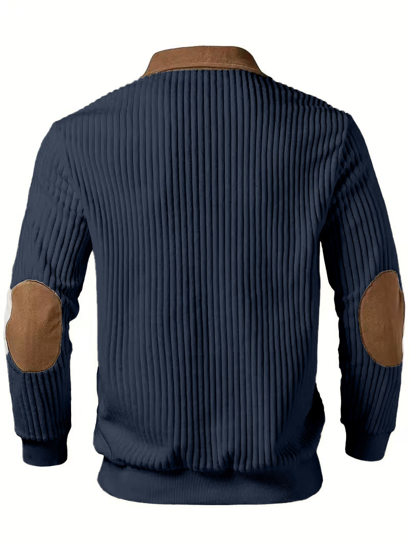 Knitted Hoodie With Collar Splicing And Embroidery For Men_voghion.com