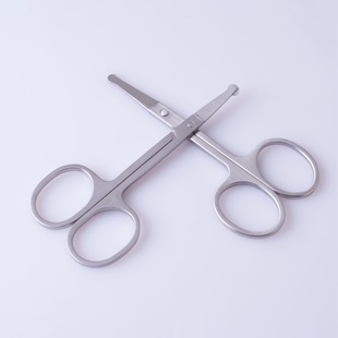 Factory direct supply beauty stainless steel round head scissors eyebrow trimming scissors round head nose hair scissors beauty scissors small scissors wholesale