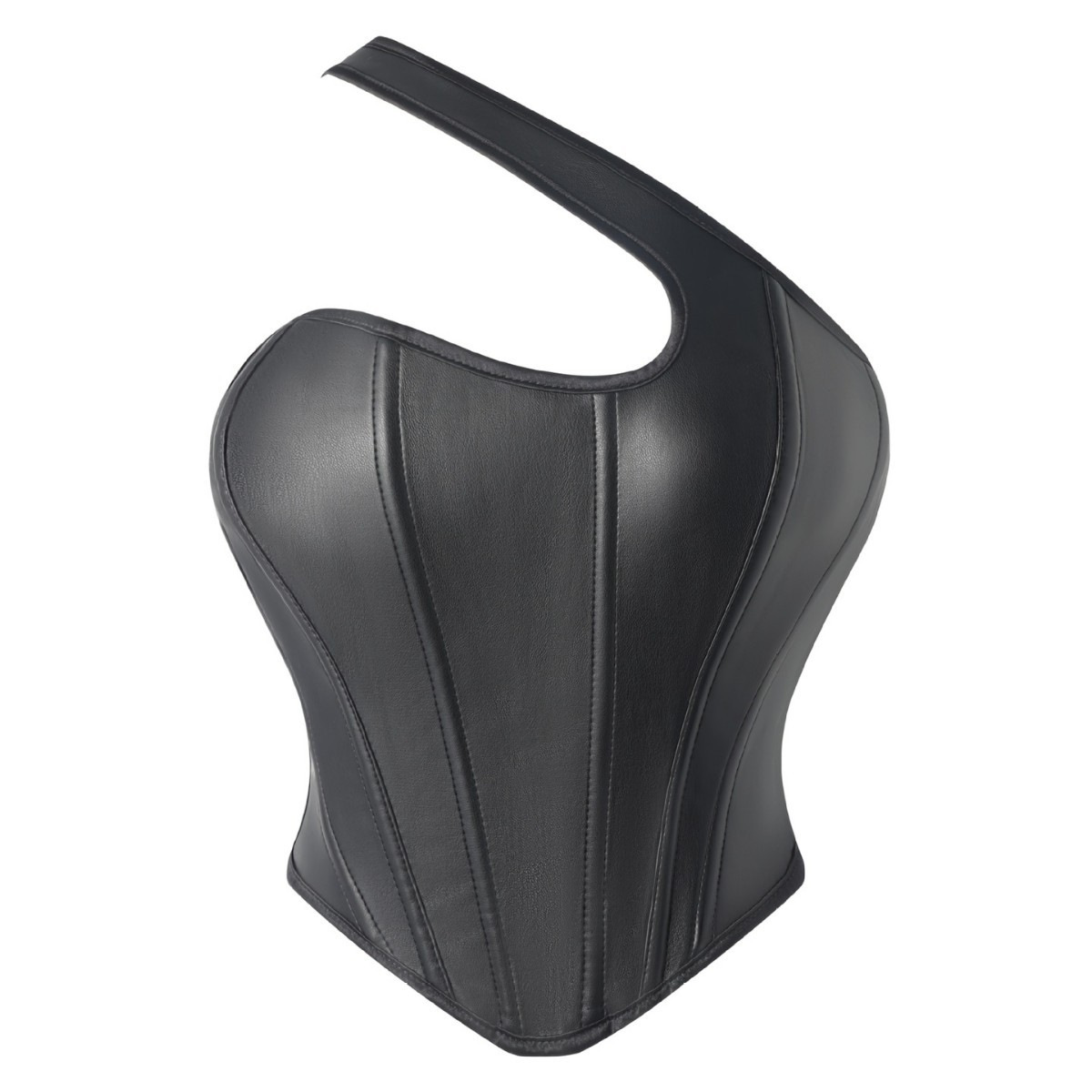 Gran tamaño europeo y americano chaleco plástico de cuero PU un hombro chaleco de hueso de pescado corsé sexy cintura descubierta comercio exterior al por mayor