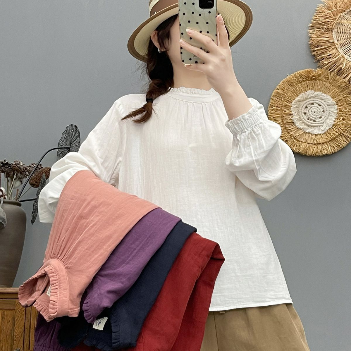 Elegant and Artistic Pullover Lace Collar Long-Sleeve Shirt for Women, 2026 Spring New Casual Slim-Fit Top Elegant and Artistic Pullover Lace Collar Long-Sleeve Shirt for Women, 2026 Spring New Casual Slim-Fit Top