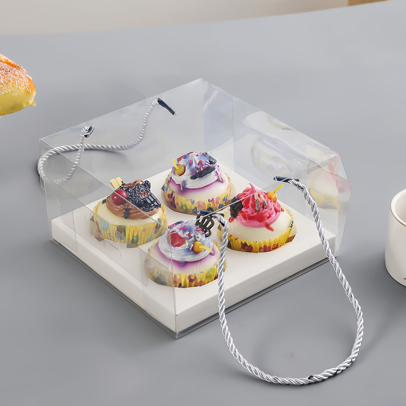Caja de pastel de taza transparente 2 4 6 12 tazas cajas de embalaje de tazas de muffins Ins caja de embalaje transparente
