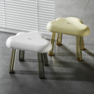 Clouds Light Luxury Transparent Small Stool Household Shoe Changing Stool Creative Children's Low Stool Plastic Board Next to Coffee Table in Living Room