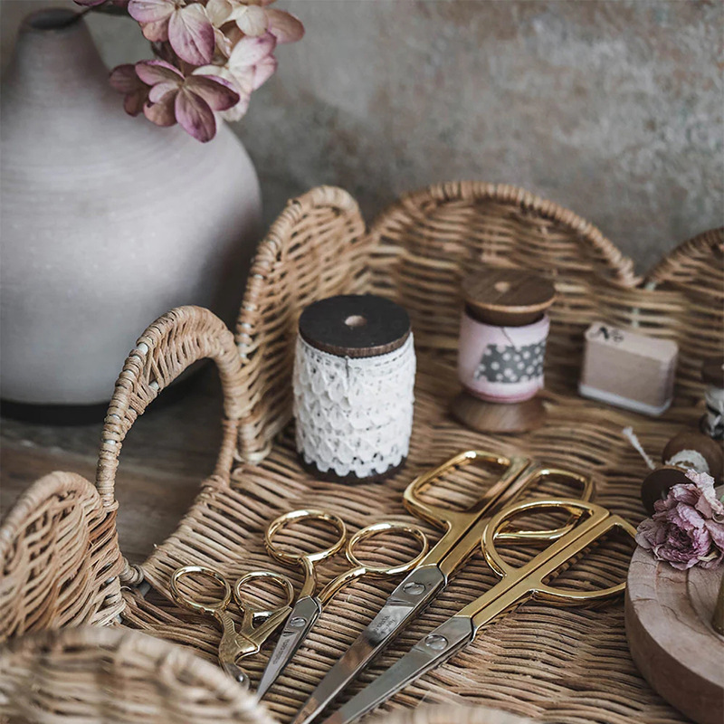 Bohemia B & B decoración natural ratán bandeja de almacenamiento en el hogar de almacenamiento en casa ronda binaural bandeja traje