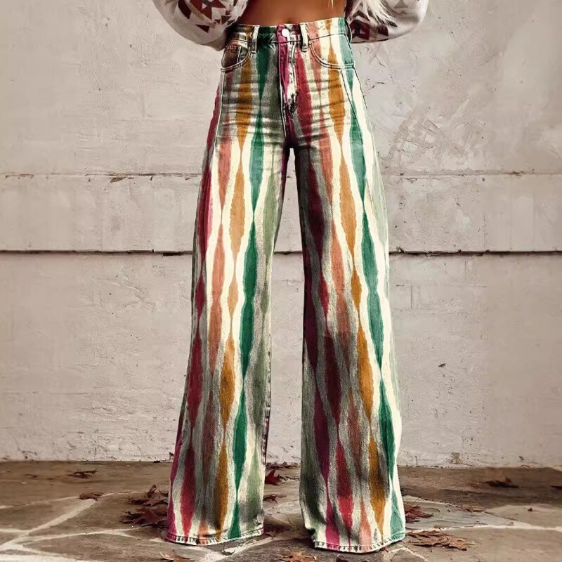 Independent station Shein Shopee 2026 new 3D heat transfer imitation denim loose pants can be customized at will Independent station Shein Shopee 2026 new 3D heat transfer imitation denim loose pants can be customized at will