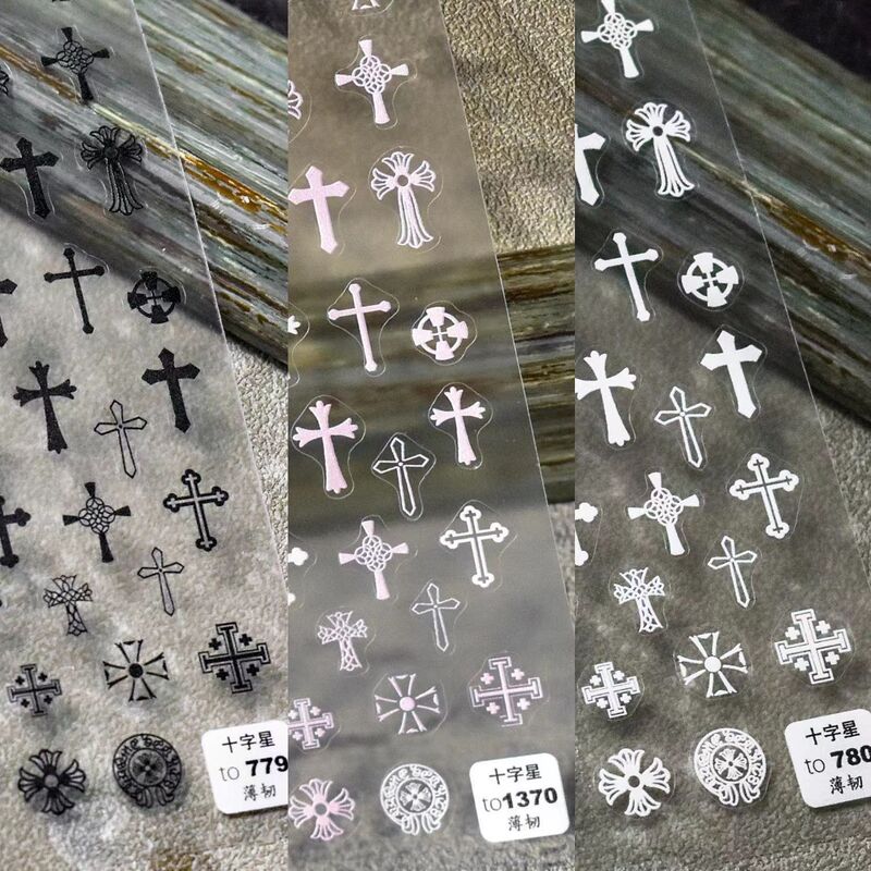 Trendy Instagram-Style Minimalist Black and White Thin and Durable Cross Nail Stickers Trendy Instagram-Style Minimalist Black and White Thin and Durable Cross Nail Stickers