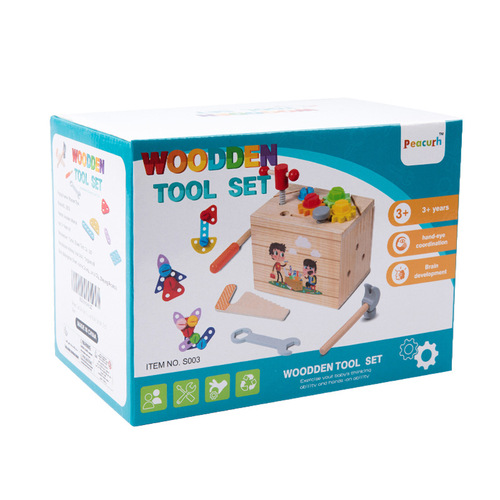 Cross-border CE/CPC wooden multi-functional screw and nut assembly tool stand for children's role-playing boy's toys