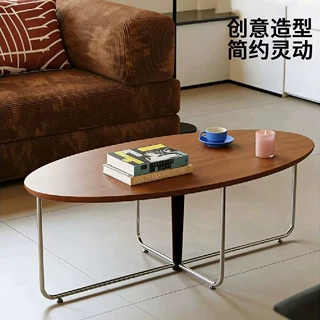 包豪斯茶几萨利桌子中古风餐桌不锈钢家用客厅边几出租房办公茶桌
