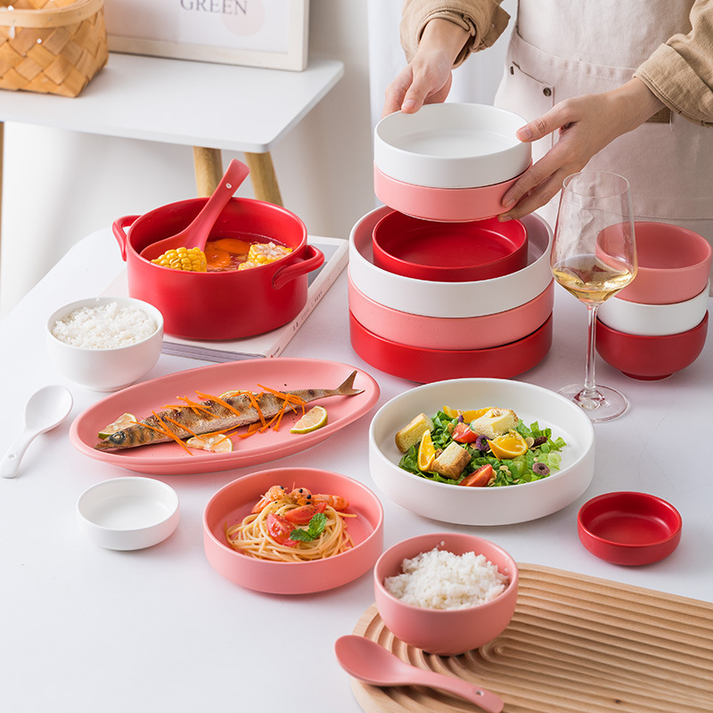 High-Quality Ceramic Bowls for Home Dining, Soup Bowls, Rice Bowls, Hotel Meal Plates, Ins-Style High-End Bowls and Plates Tableware High-Quality Ceramic Bowls for Home Dining, Soup Bowls, Rice Bowls, Hotel Meal Plates, Ins-Style High-End Bowls and Plates Tableware