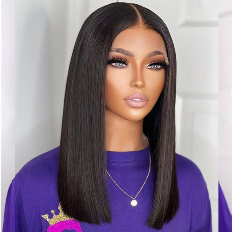 5X5 Glue-Free Double Drawn Straight Human Hair Wigs Xuchang Real Human Hair Foreign Trade Wigs