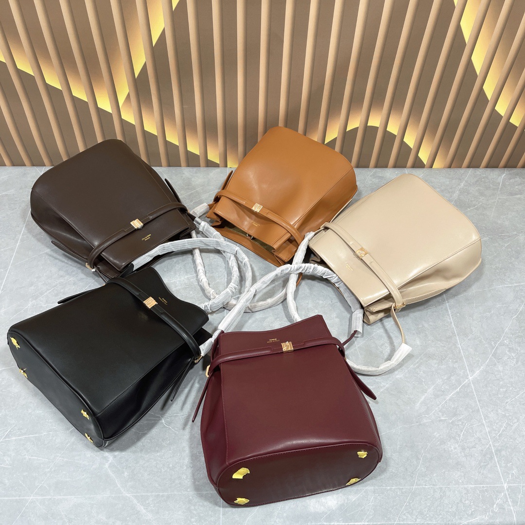 2025 New Toteme Genuine Leather Minimalist Bucket Bag For Women, Swedish Niche Design Shoulder Bag, Versatile Commuter Crossbody Bag - Thumbnail 2