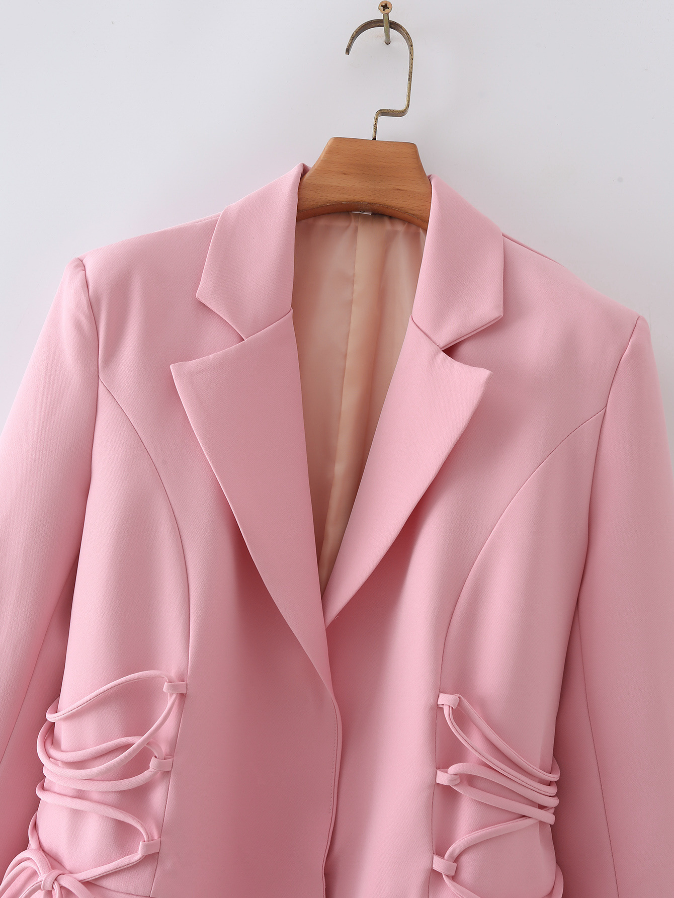 solid color double Sides Drawstring Slim Fit Blazer NSAM138939