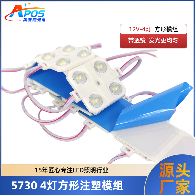 5730 Injection Molding Module with Lens Led Advertising Light Box Module 12V Four-Light Square Luminous Character Module Light