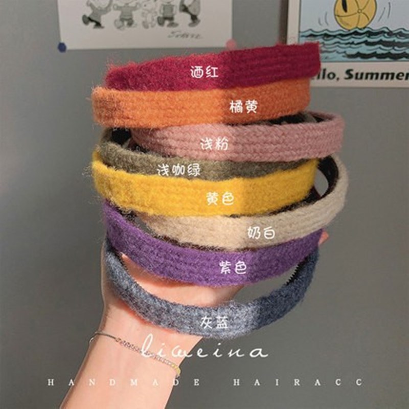 Otoño e Invierno ins colorido lana diadema femenina antideslizante pelo presionando retro horquilla femenina lavado de cara simple Internet celebridad Corea del Sur tocado