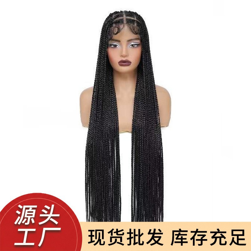 Foreign Trade African Cross-Border Synthetic Fiber Dreadlocks Box Braid Hand-Crocheted Lace Three-Strand Braids Crochet Hairpiece