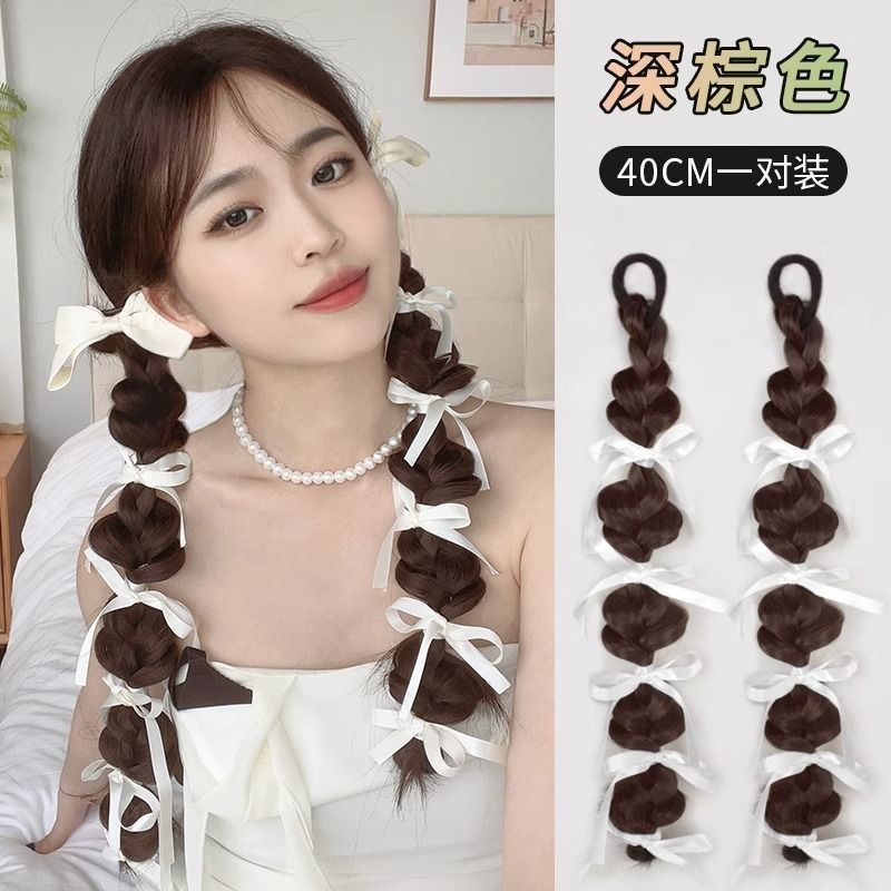 Cinta burbuja trenza peluca Cola de Caballo hembra Ballet chica flor brote trenza larga trenza de boxeo imitación completa pelo humano real linterna trenza
