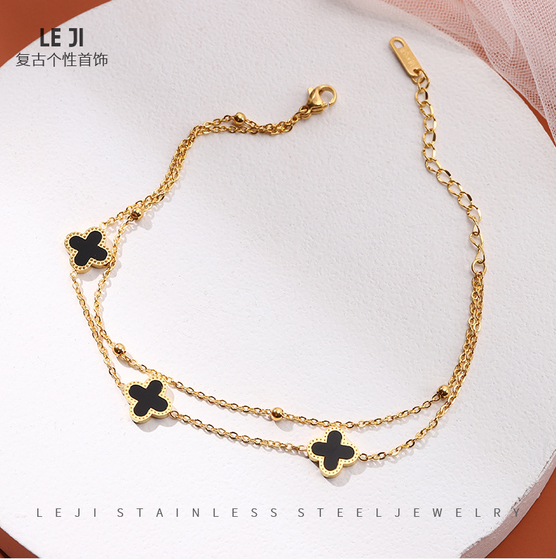 JL-0101: pequeño trébol de cuatro hojas elegante oro