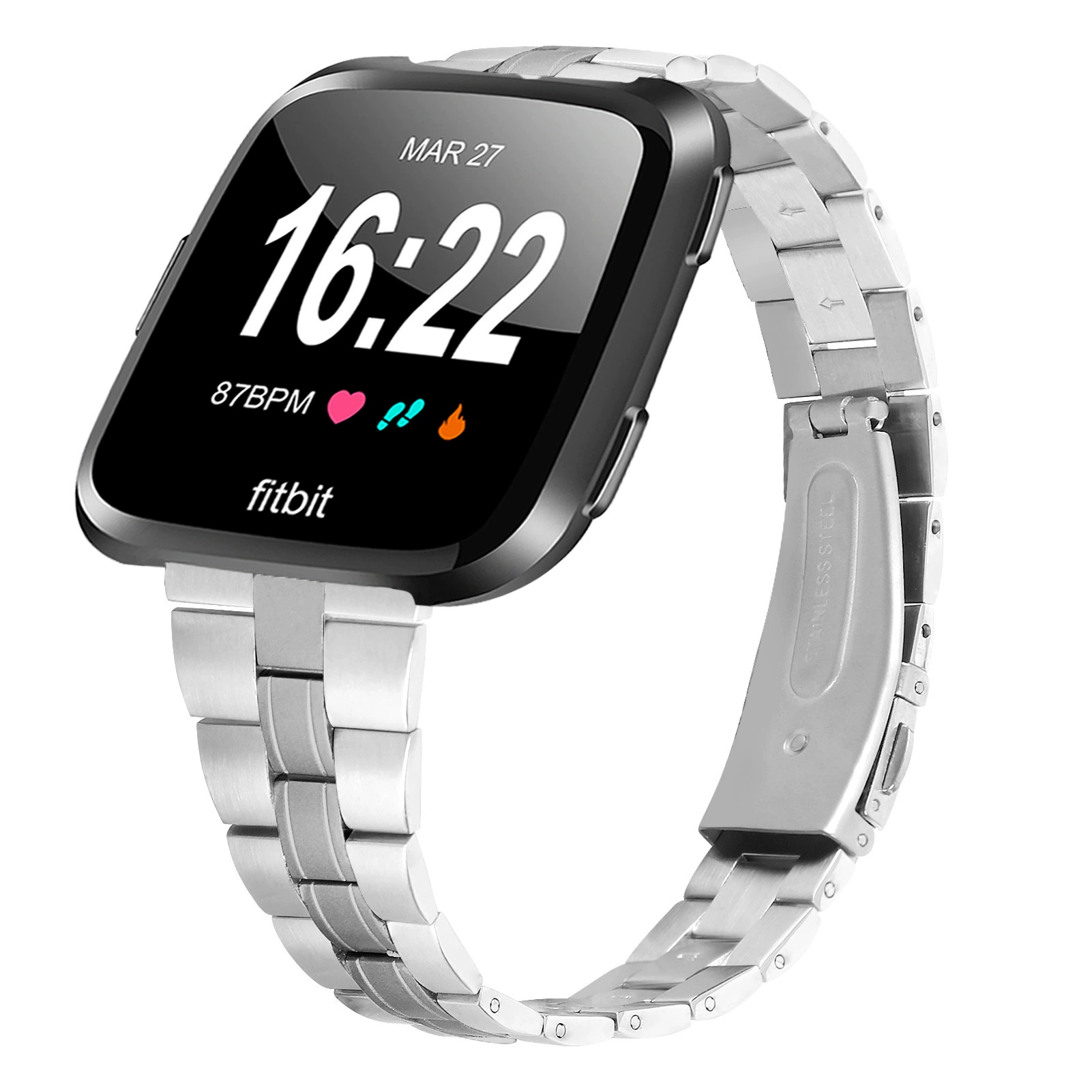 Подходит для Huawei Samsung Быстрая распаковка FitBit Versa/ Versa2 Нержавеющая сталь Sanzhu Тонкий кожаный ремень