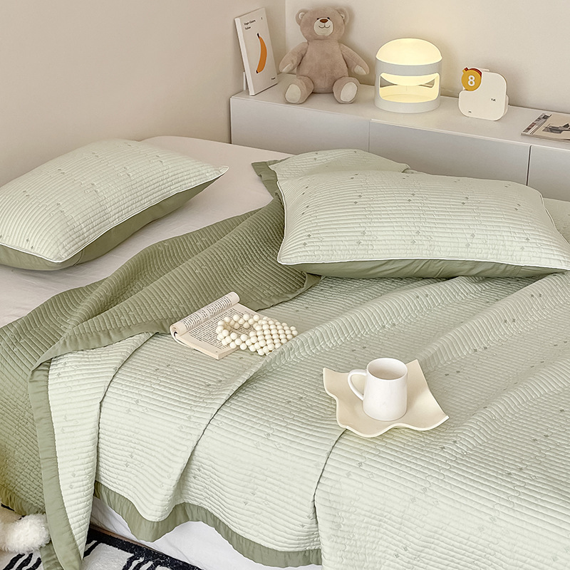 A-type double-sided Tencel bedspread set of three for spring and summer, with cotton-filled tatami futon sheet, Lyocell cool-feeling breathable soft pad