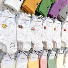 春夏新款女士浅口船袜彩色点点 硅胶不掉跟 爱心眼睛笑脸水果批发