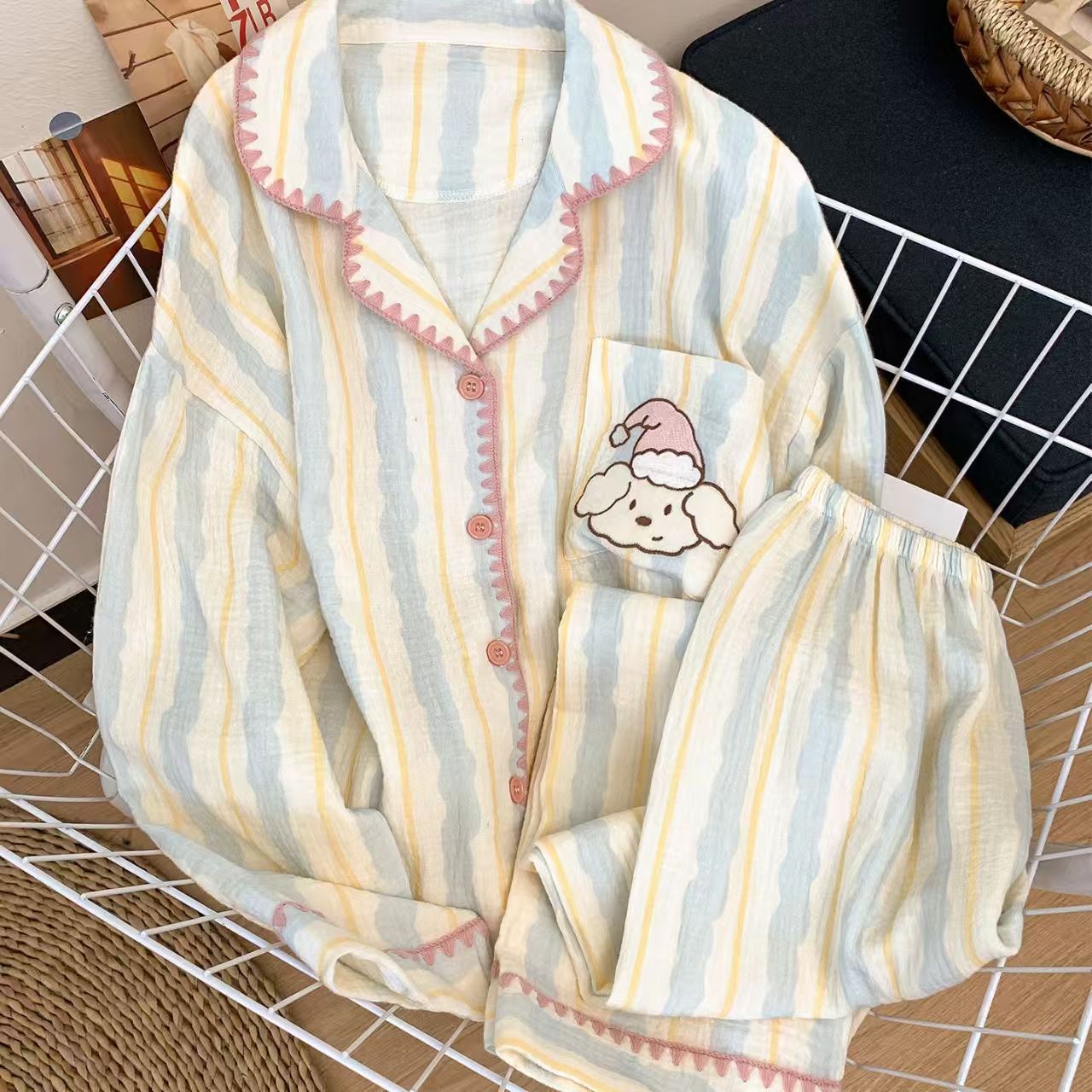 9002 초승달 모자 강아지 - 구름솜 긴팔 긴바지