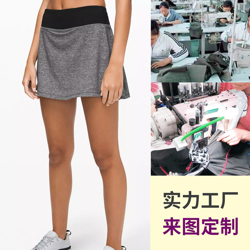[Factory Customization] Lulu Style Spring and Summer Sports Skirt Quick-Drying Lining Anti-Exposure Tennis Skirt Golf Skirt