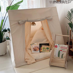 Korean-Style Children's Tent Indoor Triangular Playhouse Baby Home Indian Toy House Solid Wood Castle Thickened