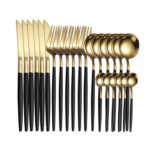 Cross-border Amazon thin Portuguese stainless steel knife fork spoon 24-piece set tableware steak Western knife fork spoon set