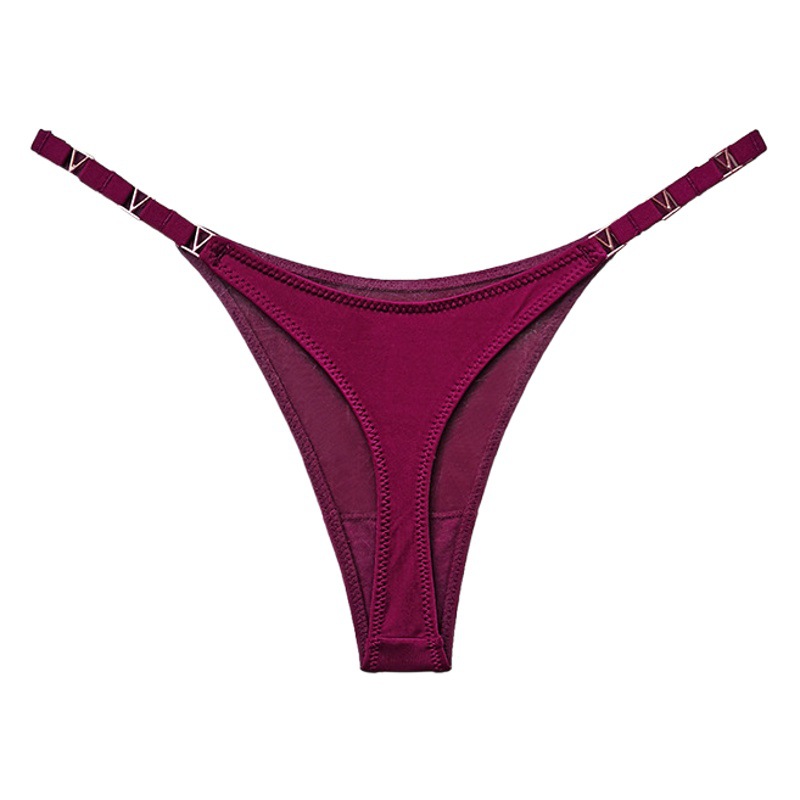 Wholesale 1908T/1908V Sexy European and American Style Metallic Ice Silk Fitness Sports Hip-Lifting Low-Waist High-Cut Thong Half Panty