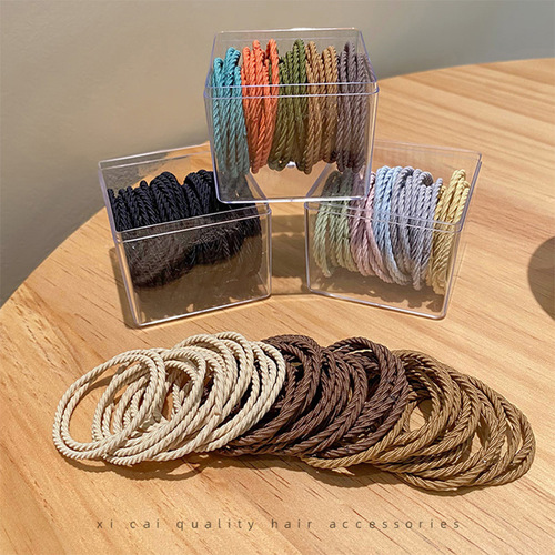 Black headband and rubber band for women to tie their hair in a high ponytail, hair rope and hair band leather case, 2024 new style for tying hair