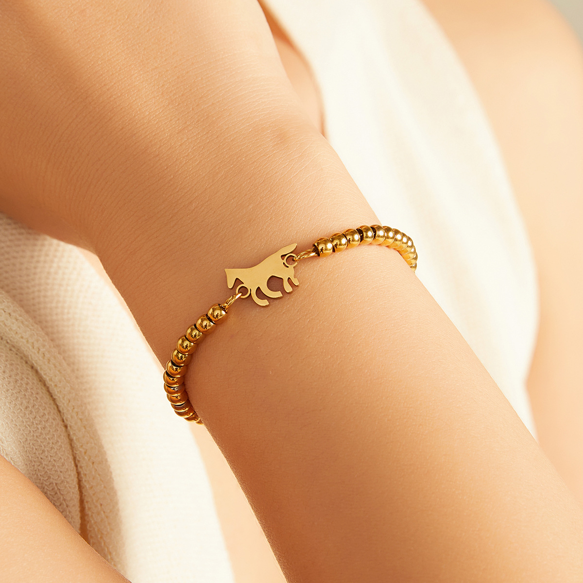 38g Weight 18K Gold Plated Plating Material 304 Stainless Steel Pendant Material Bracelets Classification 304 Stainless Steel Chain Material Beaded Chain Chain Type 1 Piece Quantity Holiday, Daily Occasion 304 Stainless Steel Material Mother'S Day Festival Letter Pattern All Seasons Season Women's Gender Plating Design Simple Style, Classic Style Style Simple Style Classic Style Letter 304 Stainless Steel 18K Gold Plated Beaded Chain Bracelets In Bulk 12