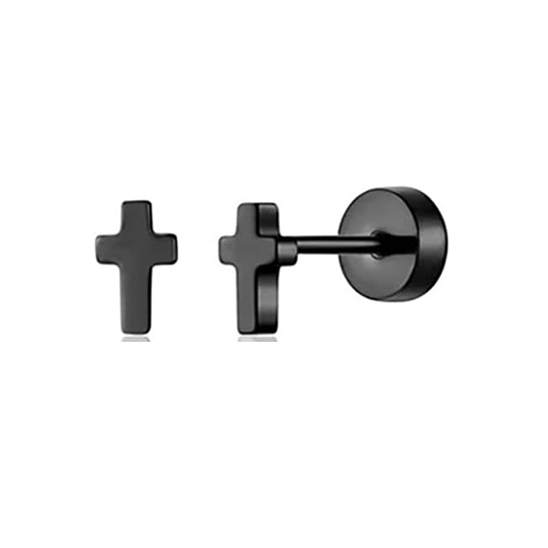 Stainless Steel Black Zircon Pearl Earrings Simple Geometric Stud Earrings for Women Fashion Piercing Jewelry 2024 Spring detail image 14