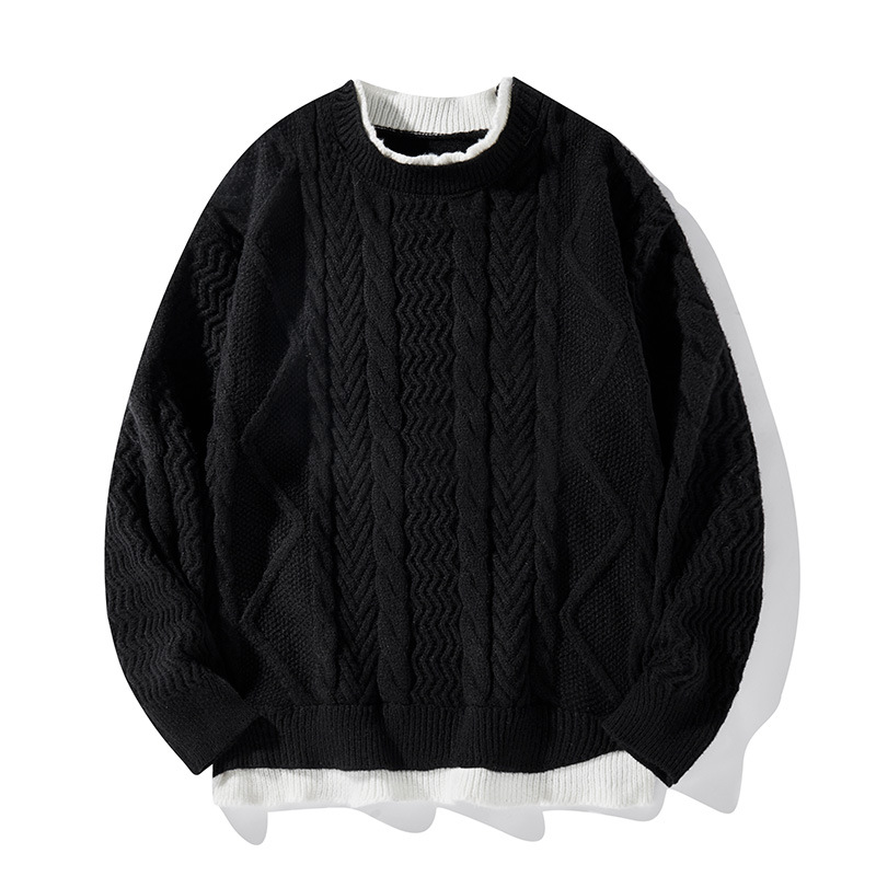 Herren-Pullover mit Zopfmuster und lockerer Passform – Retro-College-Pullover für Winter und Herbst_voghion.com