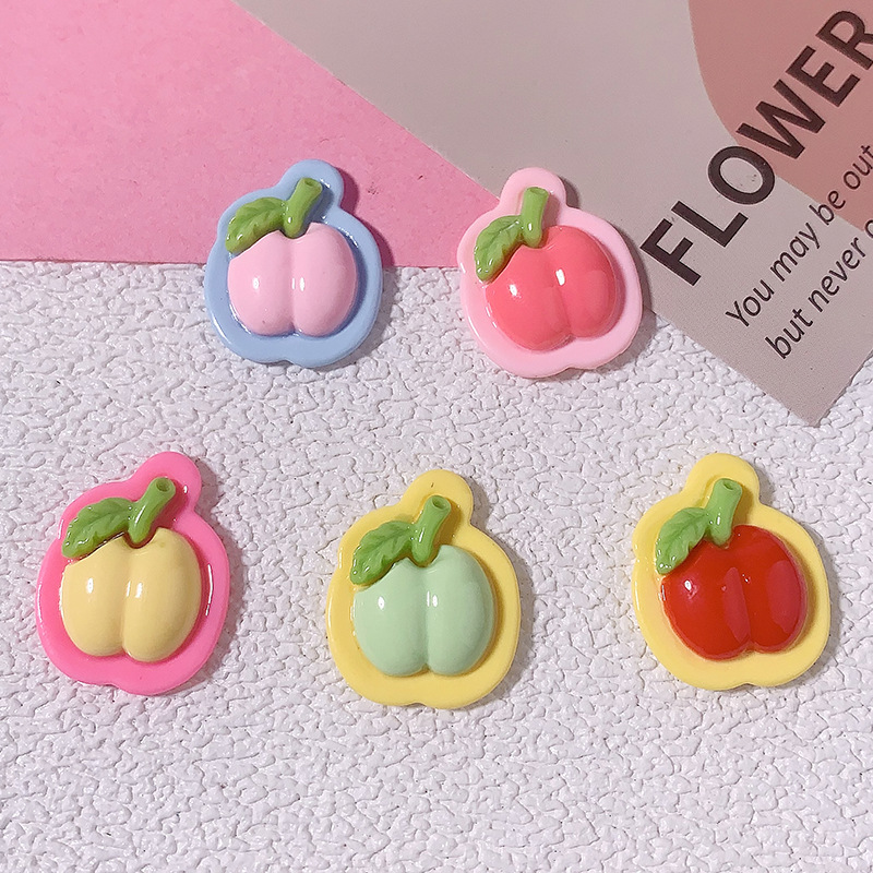 Nuevo sistema de color macarón manzana diy accesorios de resina pinzas de cabello accesorios de cabello caja de teléfono móvil botones de zapatos material de parche hecho a mano