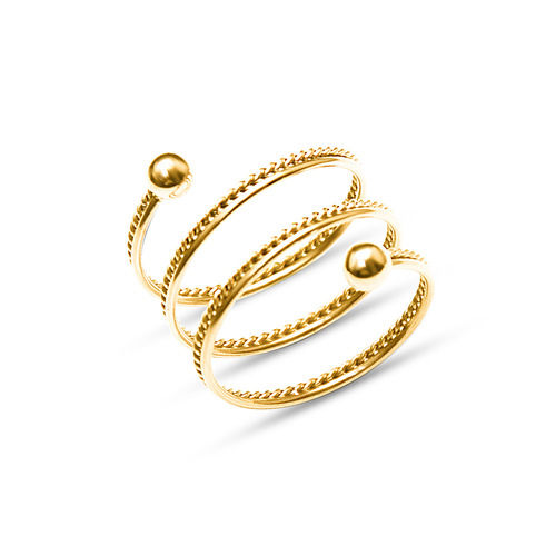 French niche design double-layer spring twist steel ball ring, versatile finger circumference titanium steel 18k gold ins style jewelry