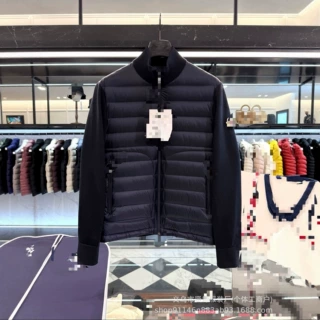 蒙口羽绒服Cardigan鹅绒羽绒服男士羊毛羊绒混纺鹅绒拉链开衫外套
