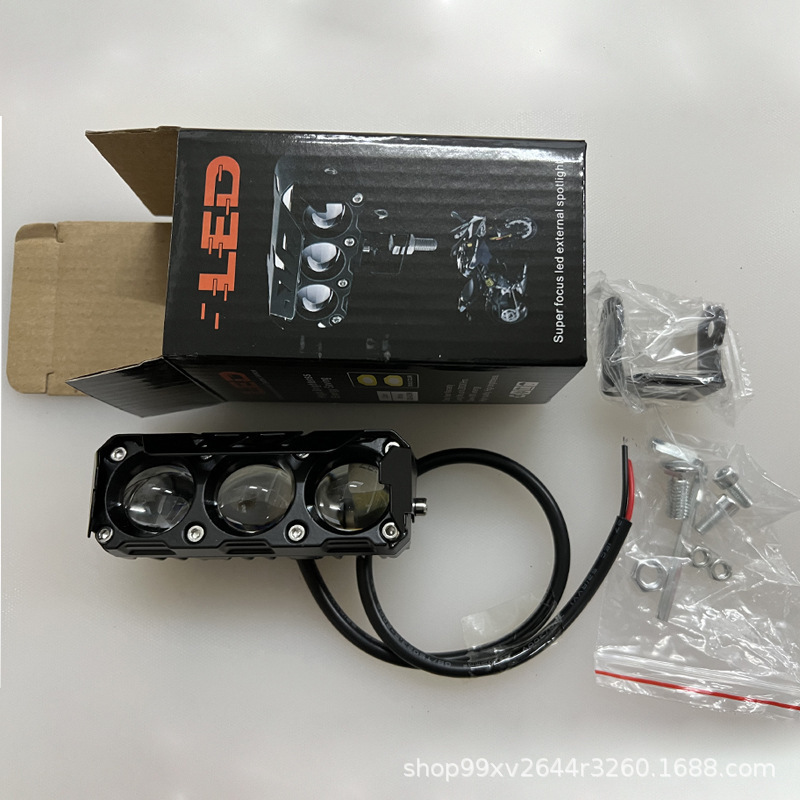 Nuevo transfronterizo de motocicleta faro de luz LED amarillo y blanco doble color alto y bajo faro al por mayor image 6