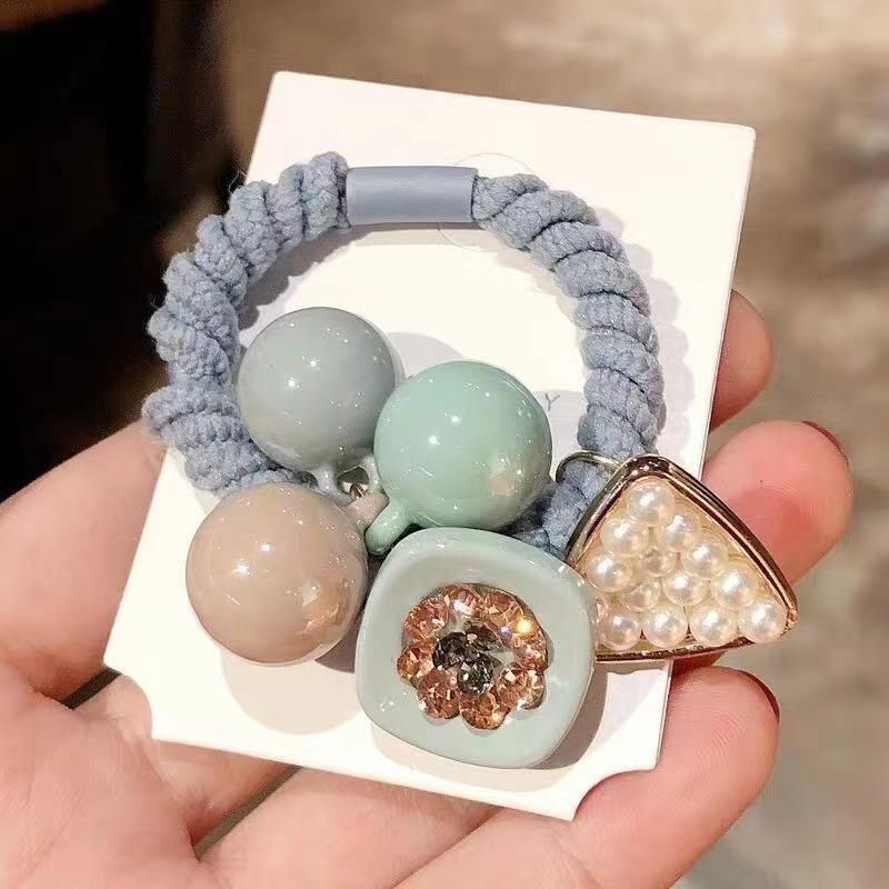 Elástico joyas de cabello de moda con frijoles frescos M anillo de cereza cuerda de cabello al por mayor de la banda de goma cabeza de 100 bolas de cabello rojo una variedad de alta elástica