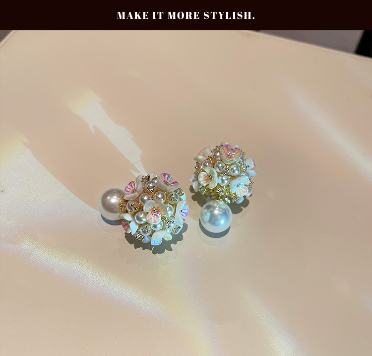 1 Pair Sweet Flower Alloy Plating Artificial Pearls Zircon Womenu0027S Ear Studs