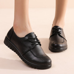 Leather single shoes comfortable soft sole cowhide women's shoes anti-slip casual middle-aged flat mother shoes spring and autumn style