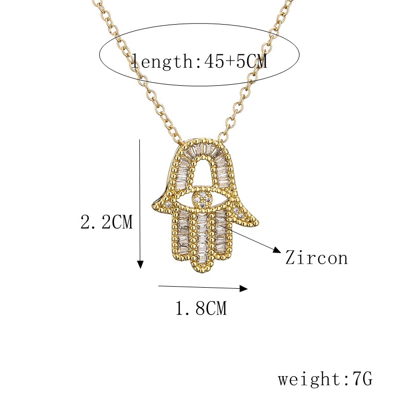 Fashion Palm Copper Pendant Necklace Inlay Zircon Copper Necklaces