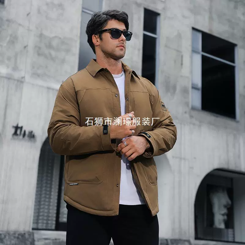 跨境公版大码棉衣男都市轻商务休闲宽松翻领韩版宽松夹棉加棉加厚
