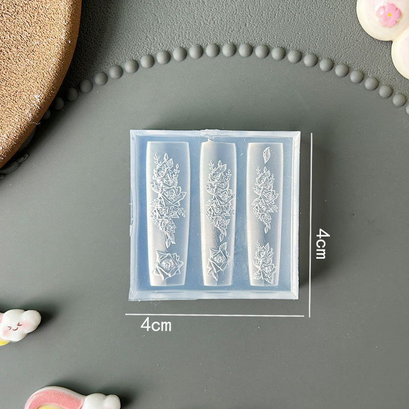 Molde de manicura amor arco en relieve flor ornamentos molde abrasivo alta permeabilidad estereoscópica DIY decoración molde de silicona