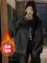美式复古皮衣外套女秋冬季感废土风情侣宽松夹克加厚棉衣棉服