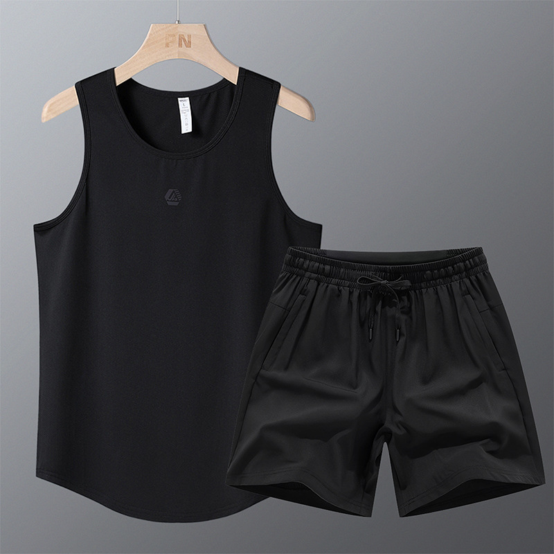 Trajes deportivos transfronterizos para hombres, chaleco de baloncesto frío de hielo de verano, juveniles sueltos y transpirables, dos piezas.