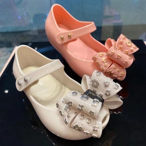 Brazilian Melissa 2024 new summer children's sandals bow princess shoes fish mouth girls soft bottom jelly shoes