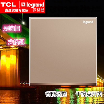 [罗格朗逸景玫瑰金弱电自复位开关二位干接点一键智能一位常开开关]