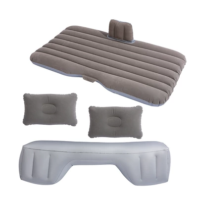 Travel Flocked Mattress Car Rear — Vehicle-mounted inflatable bed - straight-striped-flocking-gray