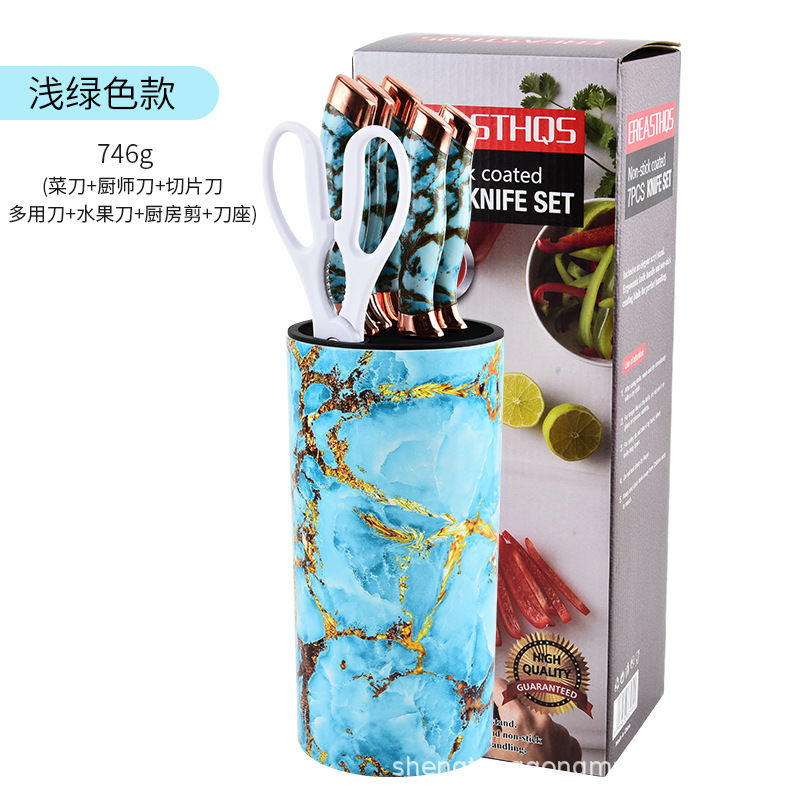 Nuevo estilo de utensilios de cocina, cuchillo de cocina multifuncional, cuchillo de fruta, cuchillo de pan, juego de soporte de cuchillo de barril redondo