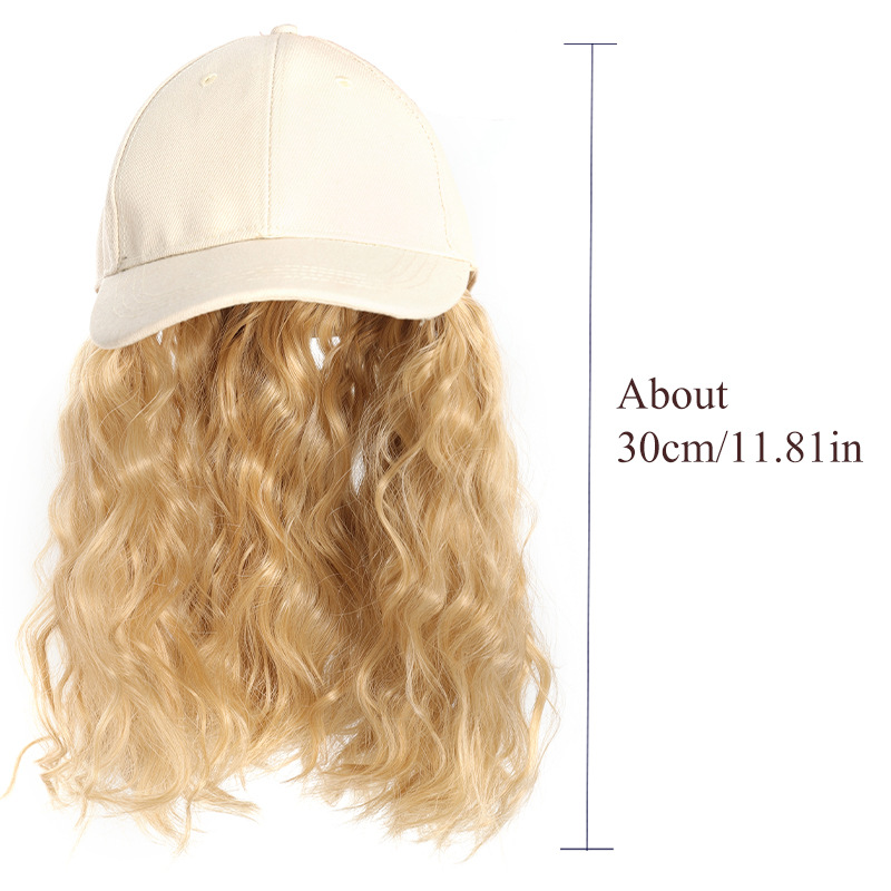 Transfronterizo sombrero de boca de pato peluca de agua ondulada fibra sintética rizada corta sombrero peluca 30cm190g